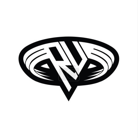 Téléchargez les photos : RU Logo lettre monogramme avec triangle forme tranche isolée contour modèle de conception - en image libre de droit