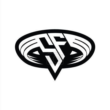 SF Logo carta monograma con forma de triángulo rebanada plantilla de diseño de contorno aislado