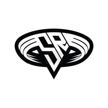 Foto de SR Logo letra monograma con forma de triángulo rebanada plantilla de diseño de contorno aislado - Imagen libre de derechos