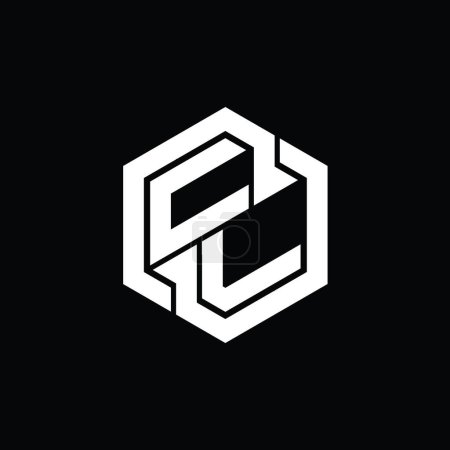 Téléchargez les photos : CL Logo monogramme de jeu avec hexagone géométrique modèle de conception de forme - en image libre de droit