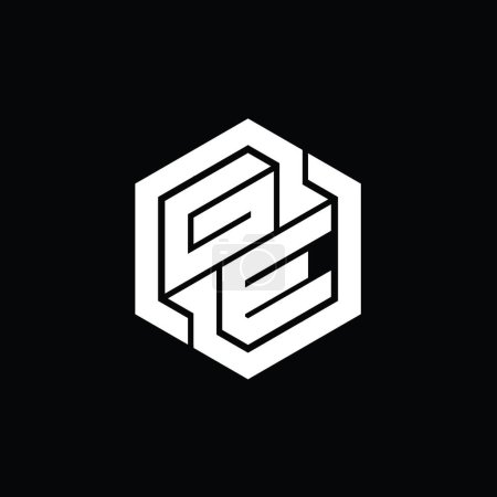 Téléchargez les photos : GE Logo monogramme de jeu avec hexagone géométrique modèle de conception de forme - en image libre de droit