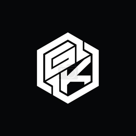 Téléchargez les photos : GK Logo monogramme de jeu avec hexagone géométrique modèle de conception de forme - en image libre de droit