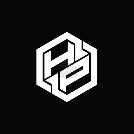 Téléchargez les photos : HP Logo jeu de monogramme avec hexagone modèle de conception de forme géométrique - en image libre de droit
