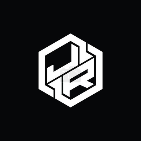 Téléchargez les photos : JR Logo monogramme jeu avec hexagone géométrique modèle de conception de forme - en image libre de droit