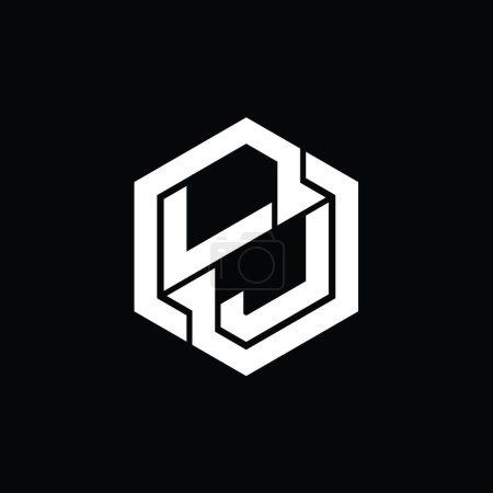 Téléchargez les photos : LJ Logo monogramme de jeu avec hexagone modèle de conception de forme géométrique - en image libre de droit