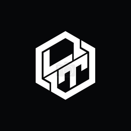 Téléchargez les photos : LT Logo monogramme de jeu avec hexagone géométrique modèle de conception de forme - en image libre de droit