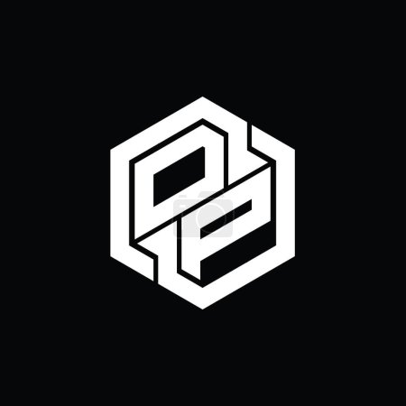 Téléchargez les photos : OP Logo monogramme de jeu avec hexagone modèle de conception de forme géométrique - en image libre de droit