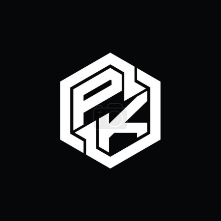 Téléchargez les photos : PK Logo monogramme de jeu avec hexagone modèle de conception de forme géométrique - en image libre de droit