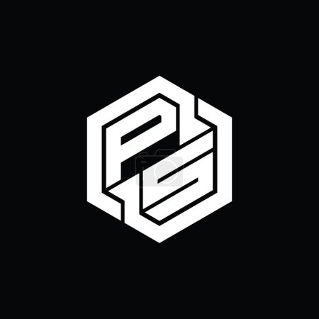 PS Logo monogramme de jeu avec hexagone forme géométrique modèle de conception