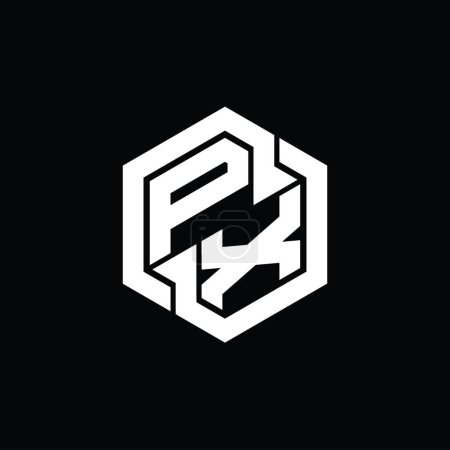 Foto de PX Logo monograma de juego con hexágono forma geométrica plantilla de diseño - Imagen libre de derechos