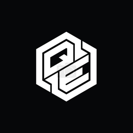 QE Logo monograma de juego con hexágono forma geométrica plantilla de diseño