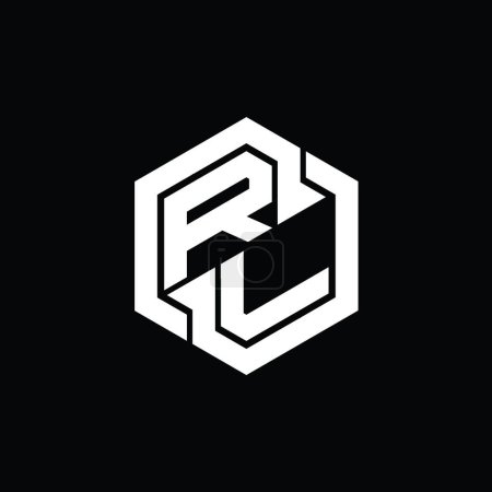 Téléchargez les photos : RL Logo monogramme de jeu avec hexagone géométrique modèle de conception de forme - en image libre de droit