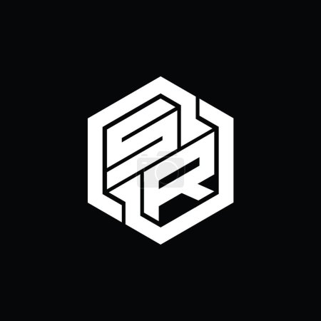 Foto de SR Logo monograma juego con plantilla de diseño de forma geométrica hexágono - Imagen libre de derechos