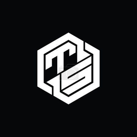 Téléchargez les photos : TS Logo monogramme de jeu avec hexagone modèle de conception de forme géométrique - en image libre de droit