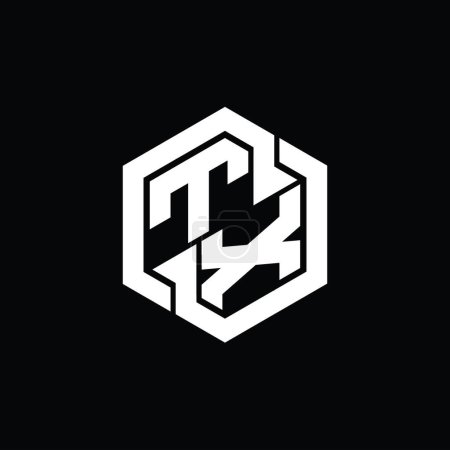TX Logo monogramme de jeu avec hexagone géométrique modèle de conception de forme