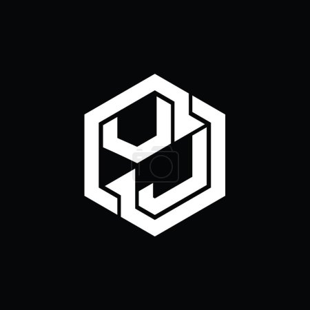 Téléchargez les photos : VJ Logo monogramme de jeu avec hexagone géométrique modèle de conception de forme - en image libre de droit