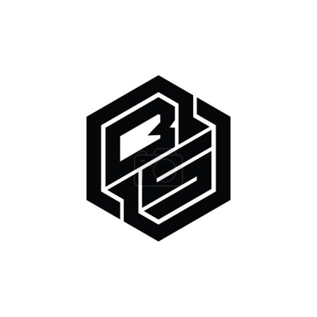 BS Logo monograma de juego con hexágono forma geométrica plantilla de diseño