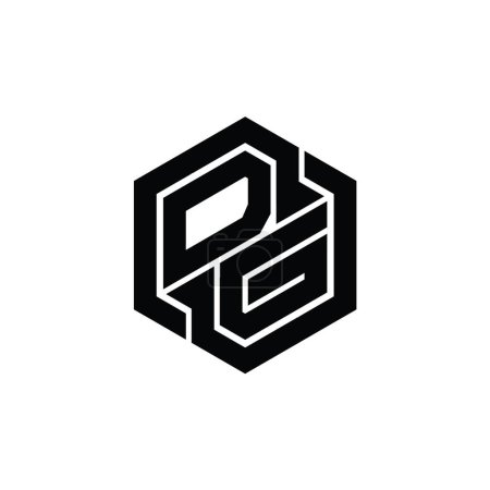 Téléchargez les photos : DG Logo monogramme de jeu avec hexagone modèle de conception de forme géométrique - en image libre de droit