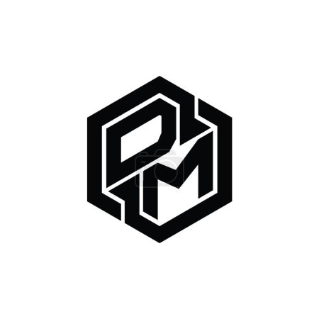 Photo for DM Logo monogram gaming with hexagon geometric shape design template - Royalty Free Image