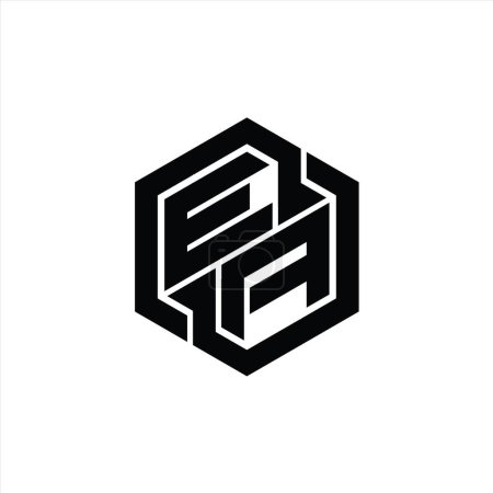 Téléchargez les photos : EA Logo monogramme de jeu avec hexagone modèle de conception de forme géométrique - en image libre de droit