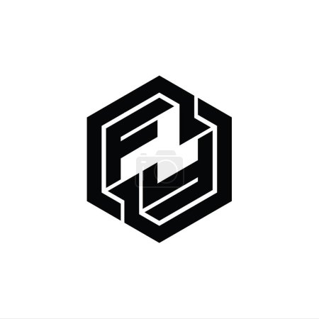 Foto de FY Logo monograma juego con plantilla de diseño de forma geométrica hexágono - Imagen libre de derechos