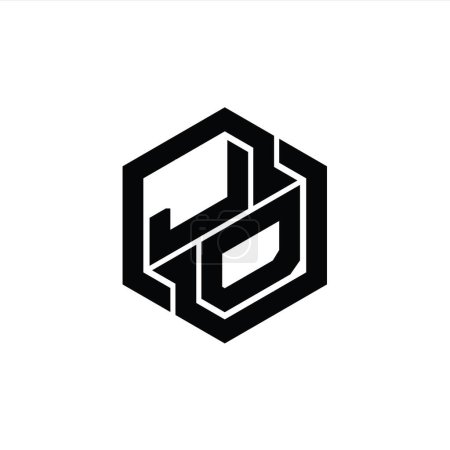 Foto de JD Logo monograma juego con plantilla de diseño de forma geométrica hexágono - Imagen libre de derechos