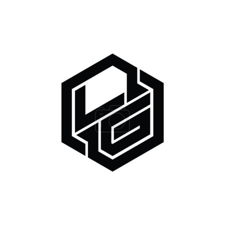 Téléchargez les photos : LG Logo monogramme de jeu avec hexagone géométrique modèle de conception de forme - en image libre de droit