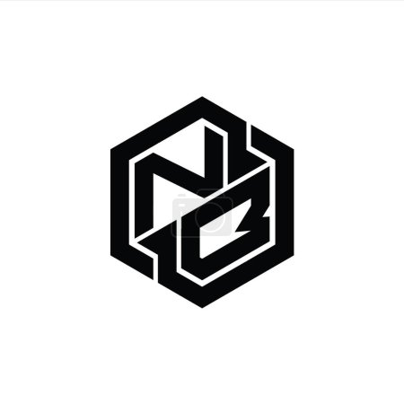 Foto de NB Logo monograma de juego con hexágono forma geométrica plantilla de diseño - Imagen libre de derechos