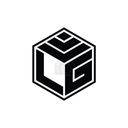 Téléchargez les photos : Monogramme LG Logo avec forme géométrique hexagonale modèle de conception de contour isolé - en image libre de droit