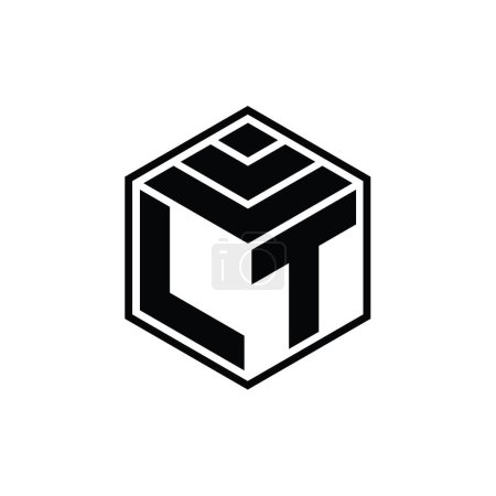Téléchargez les photos : LT Logo monogramme avec hexagone forme géométrique isolée contour modèle de conception - en image libre de droit