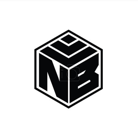Foto de NB Logo monograma con forma geométrica hexágono plantilla de diseño de contorno aislado - Imagen libre de derechos