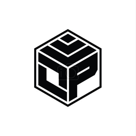 Foto de OP Logo monograma con forma geométrica hexágono plantilla de diseño de contorno aislado - Imagen libre de derechos