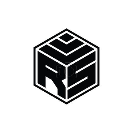 Monogramme RS Logo avec forme géométrique hexagonale modèle de conception de contour isolé