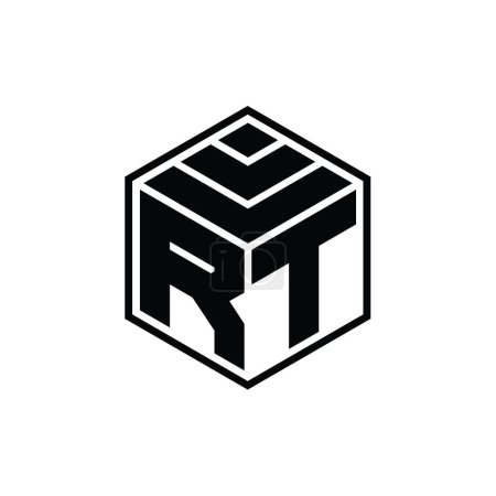 Téléchargez les photos : Monogramme RT Logo avec forme géométrique hexagonale modèle de conception de contour isolé - en image libre de droit