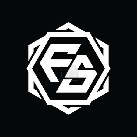 Téléchargez les photos : FS Logo forme hexagonale monogramme avec géométrique abstrait modèle de conception de contour isolé - en image libre de droit