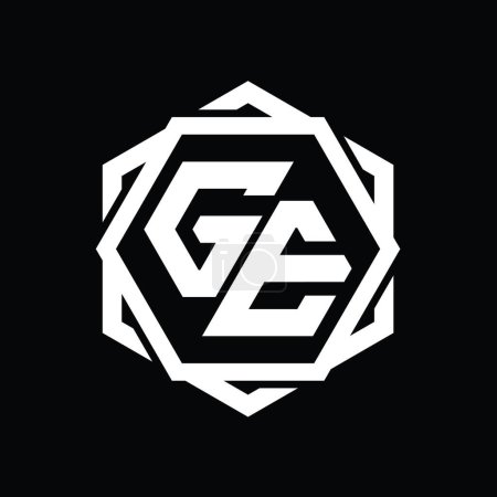Téléchargez les photos : GE Logo forme hexagonale monogramme avec géométrique abstrait modèle de conception de contour isolé - en image libre de droit