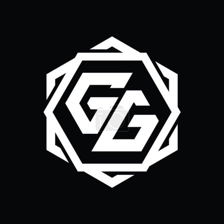 Téléchargez les photos : GG Logo forme hexagonale monogramme avec géométrique abstraite modèle de conception de contour isolé - en image libre de droit