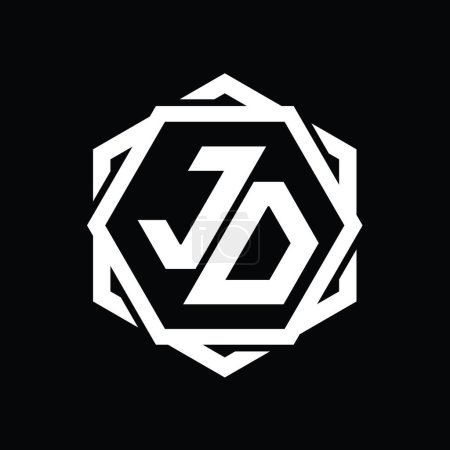 Téléchargez les photos : JD Logo forme hexagonale monogramme avec géométrique abstraite modèle de conception de contour isolé - en image libre de droit