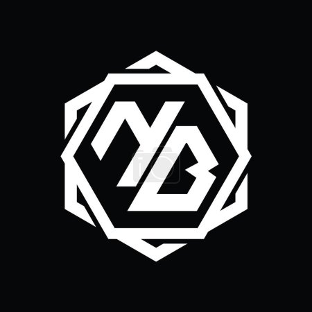 Foto de NB Logo monograma forma hexágono con plantilla de diseño de contorno aislado abstracto geométrico - Imagen libre de derechos