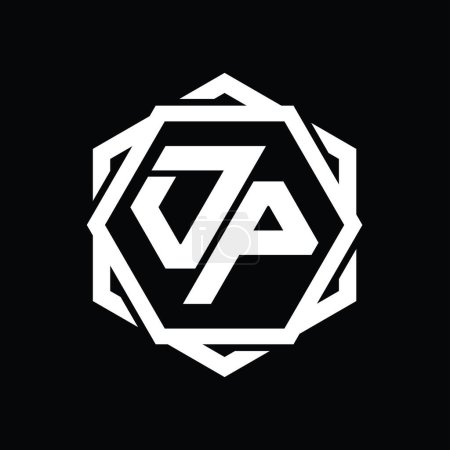 Foto de OP Logo monograma hexágono forma con plantilla de diseño de contorno aislado abstracto geométrico - Imagen libre de derechos