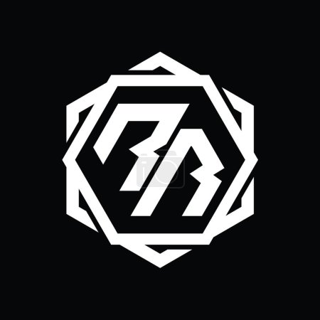 Foto de RR Logo monograma forma hexágono con plantilla de diseño de contorno aislado abstracto geométrico - Imagen libre de derechos