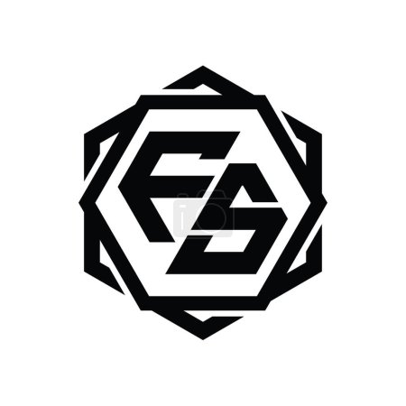 Téléchargez les photos : FS Logo forme hexagonale monogramme avec géométrique abstrait modèle de conception de contour isolé - en image libre de droit