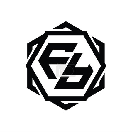 Foto de Forma de hexágono monograma FY Logo con plantilla de diseño de contorno aislado abstracto geométrico - Imagen libre de derechos