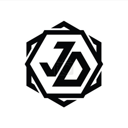 Foto de JD Logo monograma hexágono forma con plantilla de diseño de contorno aislado abstracto geométrico - Imagen libre de derechos