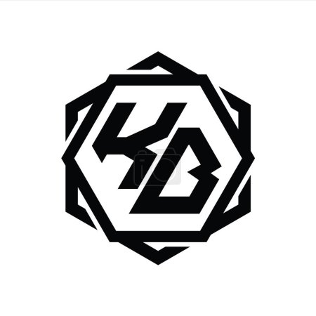 Téléchargez les photos : KB Logo forme hexagonale monogramme avec gabarit géométrique abstrait de conception de contour isolé - en image libre de droit