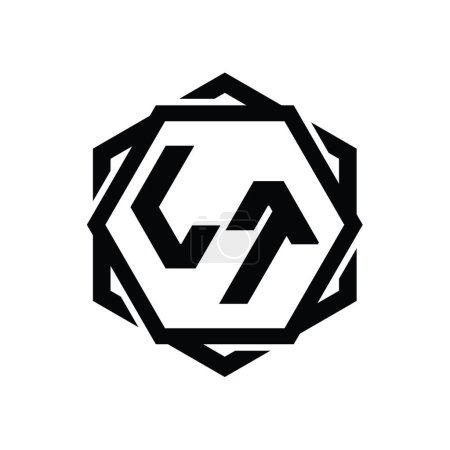 Téléchargez les photos : LT Logo forme hexagonale monogramme avec géométrique abstrait modèle de conception de contour isolé - en image libre de droit