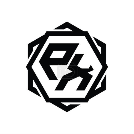 Foto de PX Logo monograma hexágono forma con plantilla de diseño de contorno aislado abstracto geométrico - Imagen libre de derechos