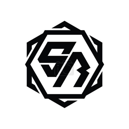 Foto de SR Logo monograma forma hexágono con plantilla de diseño de contorno aislado abstracto geométrico - Imagen libre de derechos