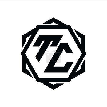 TC Logo monogram hexagon shape with geometric abstract isolated outline design template