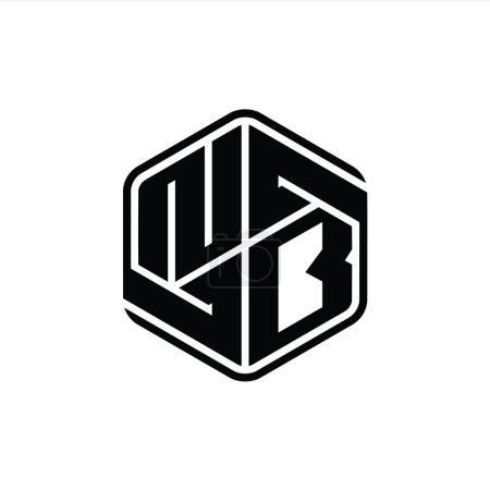 Foto de NB Carta Logo monograma hexágono forma con ornamento abstracto esquema aislado plantilla de diseño - Imagen libre de derechos